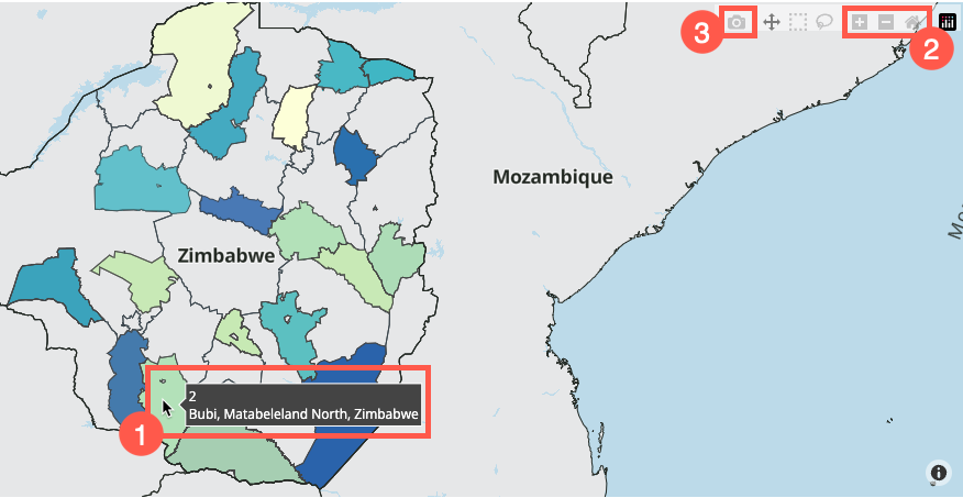 An example of hovering over the map after selecting the Number of Plantings variable.