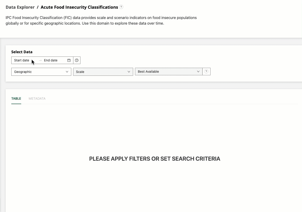 The search results will automatically populate after selecting a date range.