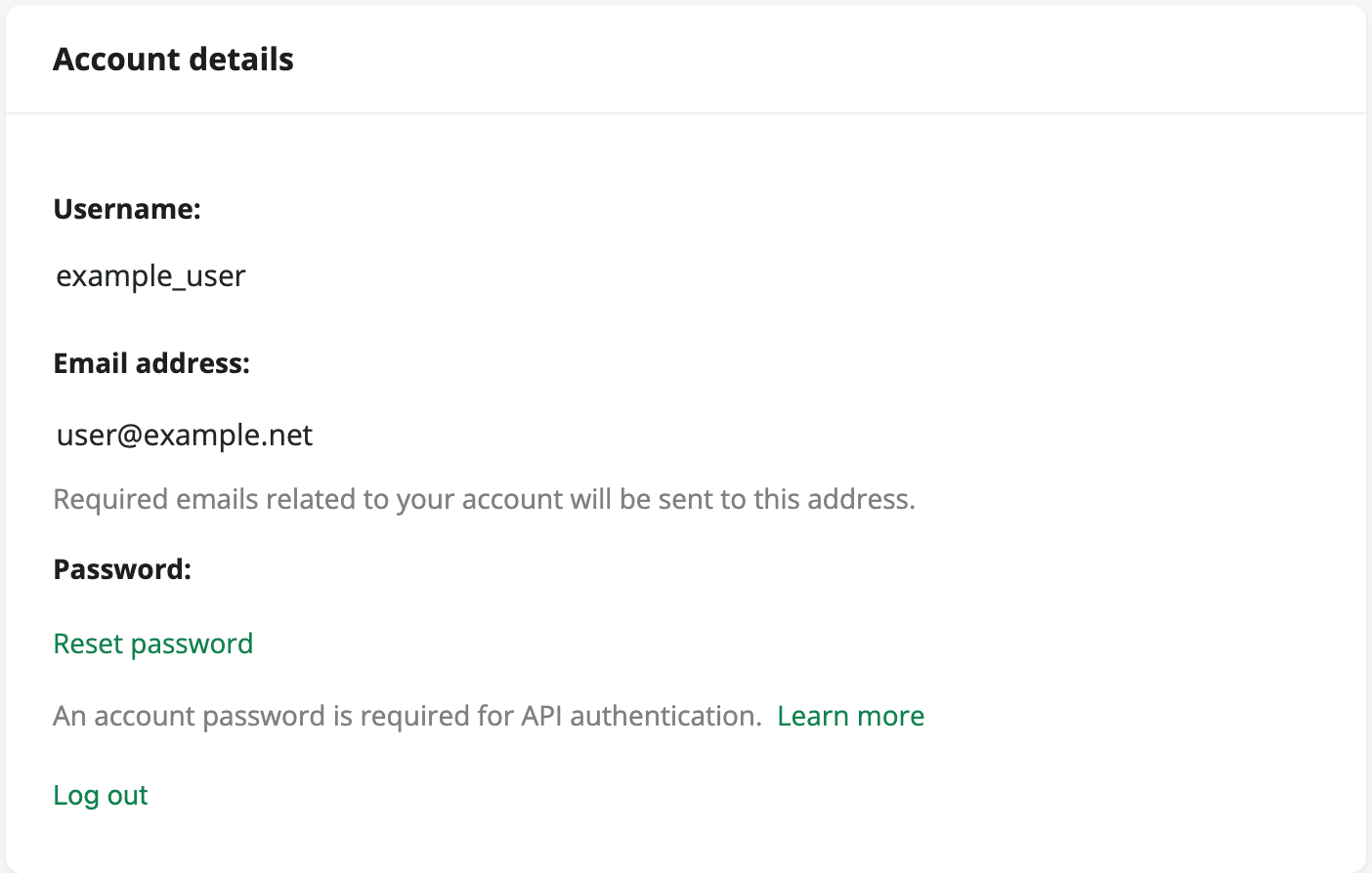 The account details are found at the bottom of the user profile page.