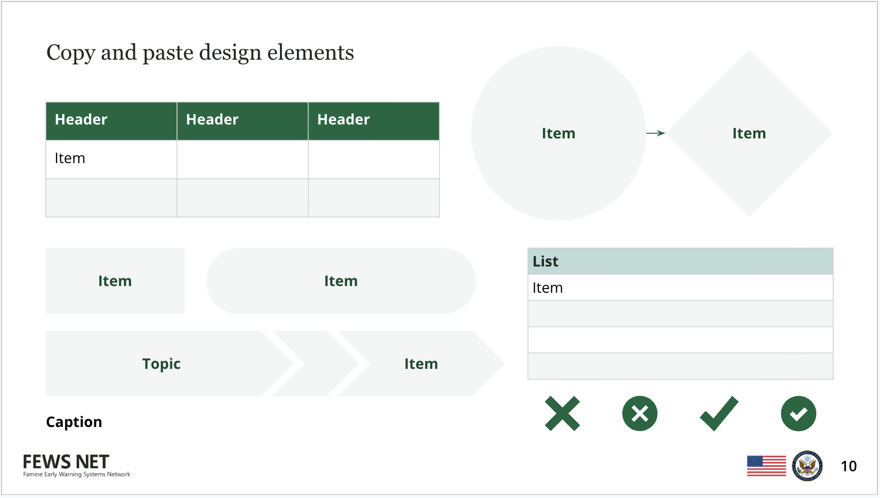 Slide from the template with design resources.