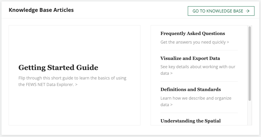 Screenshot of the Knowledge Base Widget on the FDE Home Page